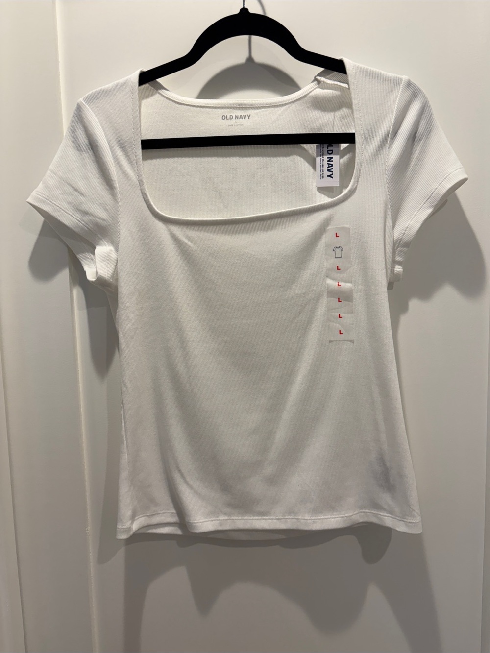 Old Navy White Square-Neck Short Sleeve Tee